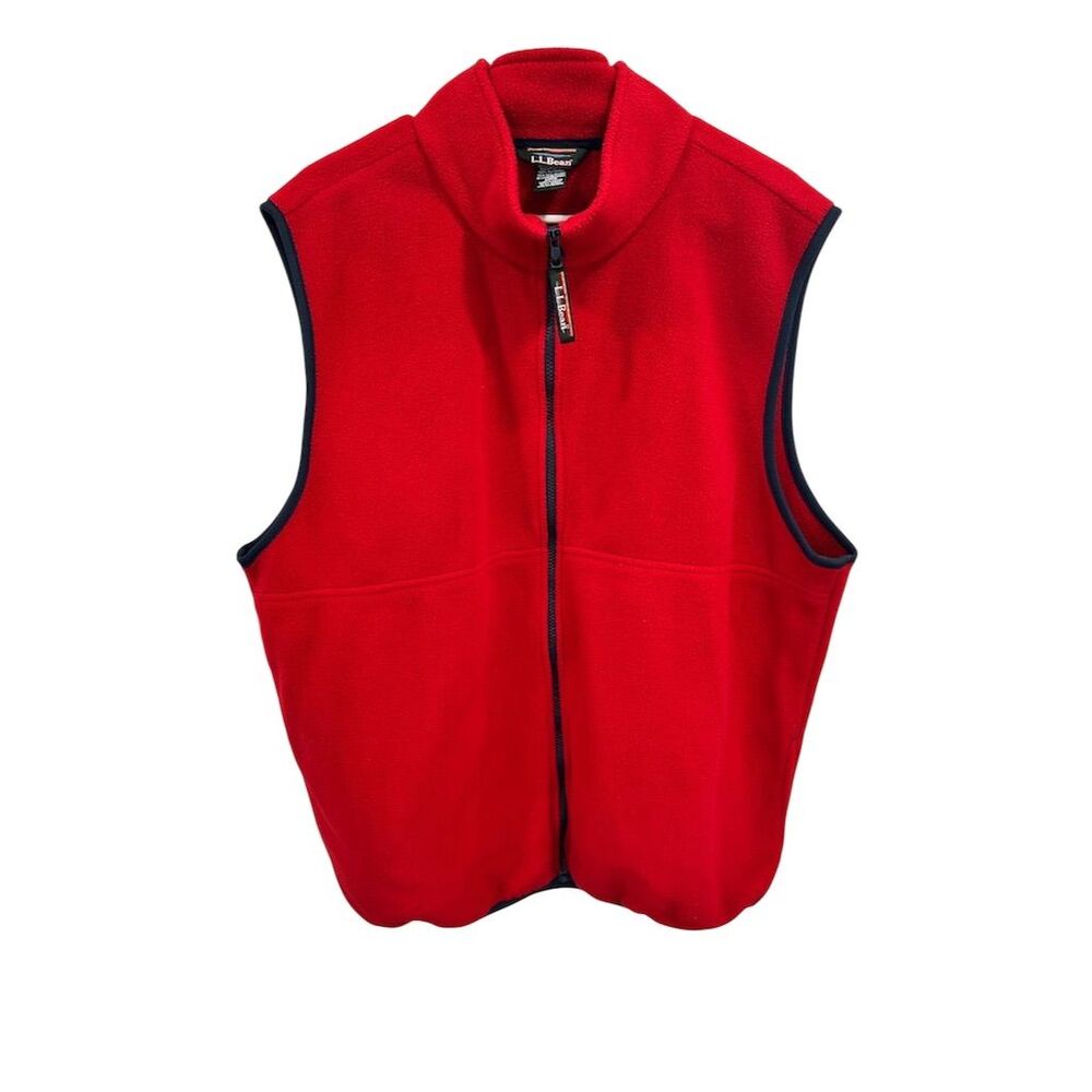 L.L. Bean Men's Red Fleece Vest 2XLT Full Zip Casual Outdoor